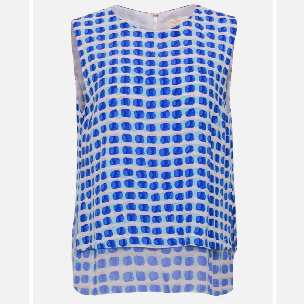 KATE SPADE island stamp layered blouse silk blend size small